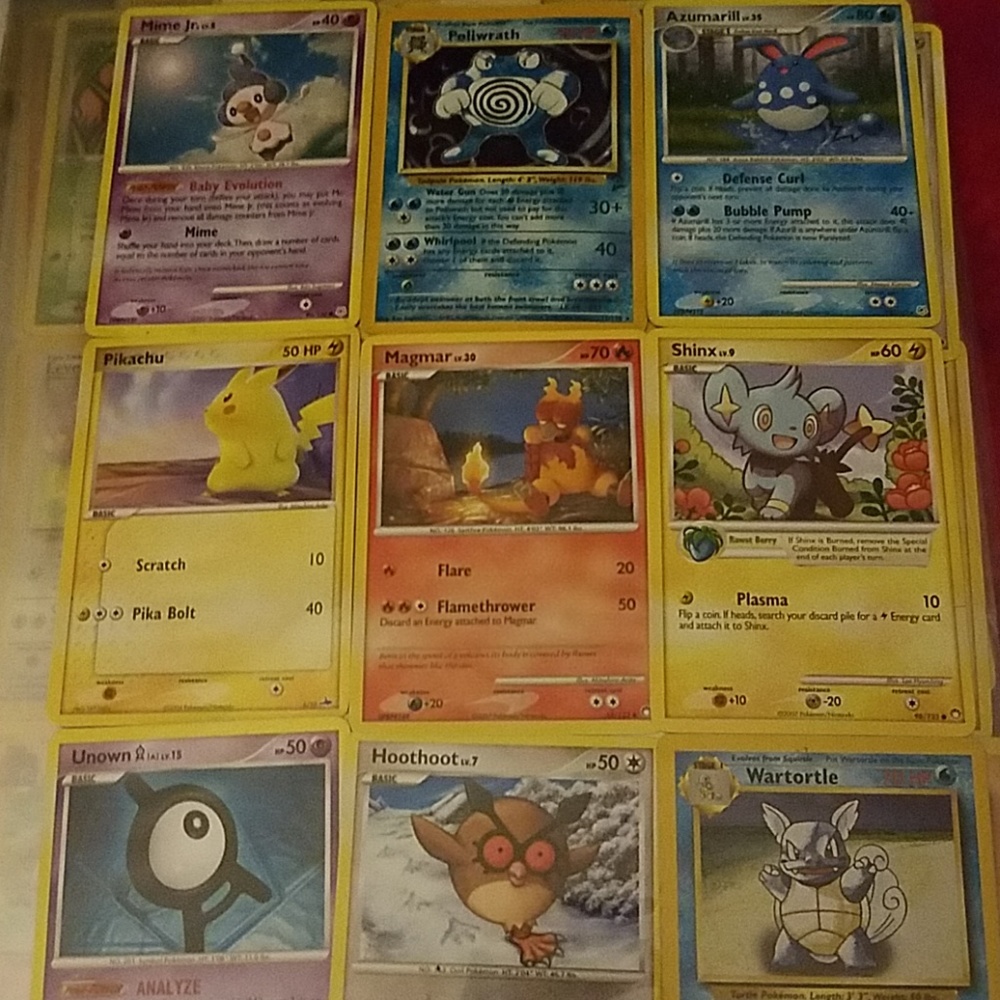 10 pages of pokemon cards